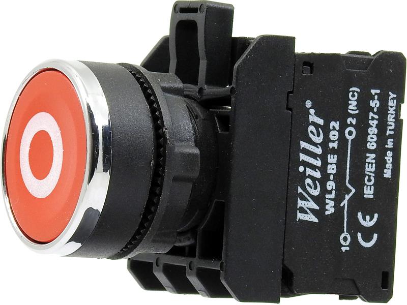 Ø22mm. Metal Kaplamalı İşaretli Yaylı Stop Butonu