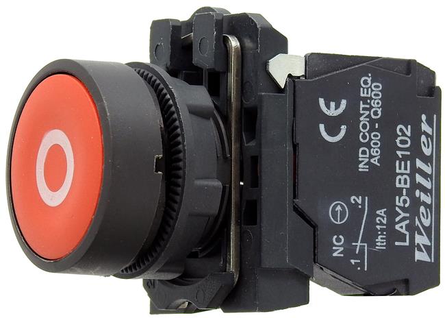 Ø22mm. Plastik İşaretli Yaylı Stop Butonu