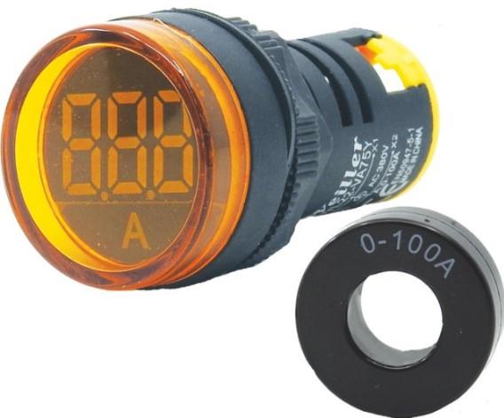 Ø22mm Display Göstergeli Ampermetre 1A-100A Akım Trafolu