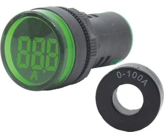 Ø22mm Display Göstergeli Ampermetre 1A-100A Akım Trafolu