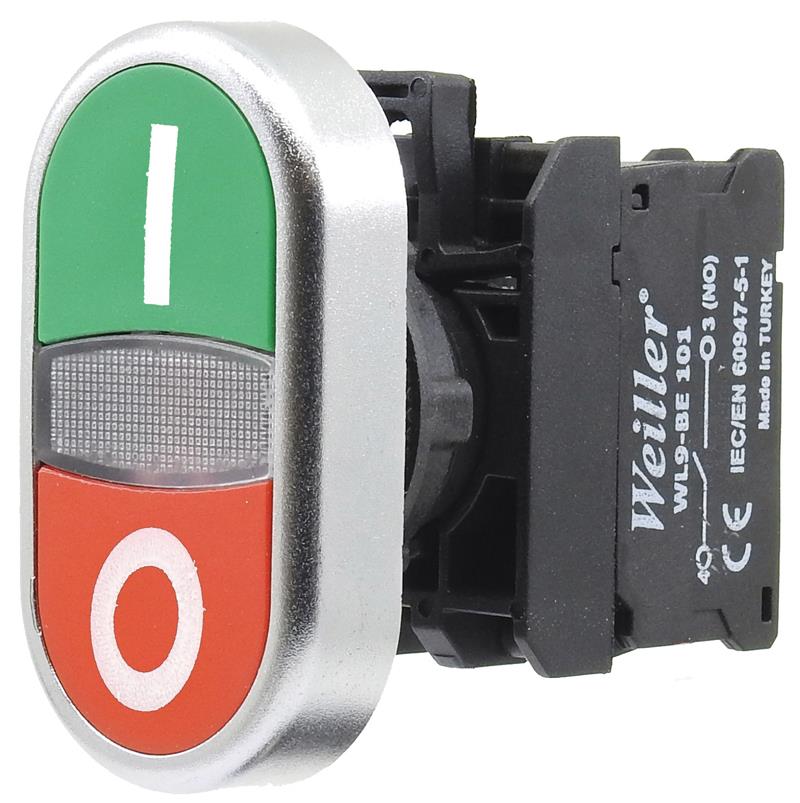Ø22mm Ledli Metal Kaplamalı İşaretli İkiz Buton 220VAC