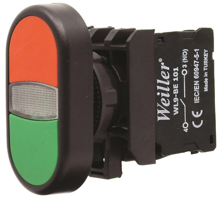 Ø22mm Ledli Plastik İkiz Buton 220VAC