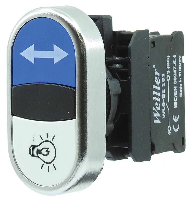 Ø22mm Metal Kaplamalı Lamba - Ortak Oklu İkiz Buton