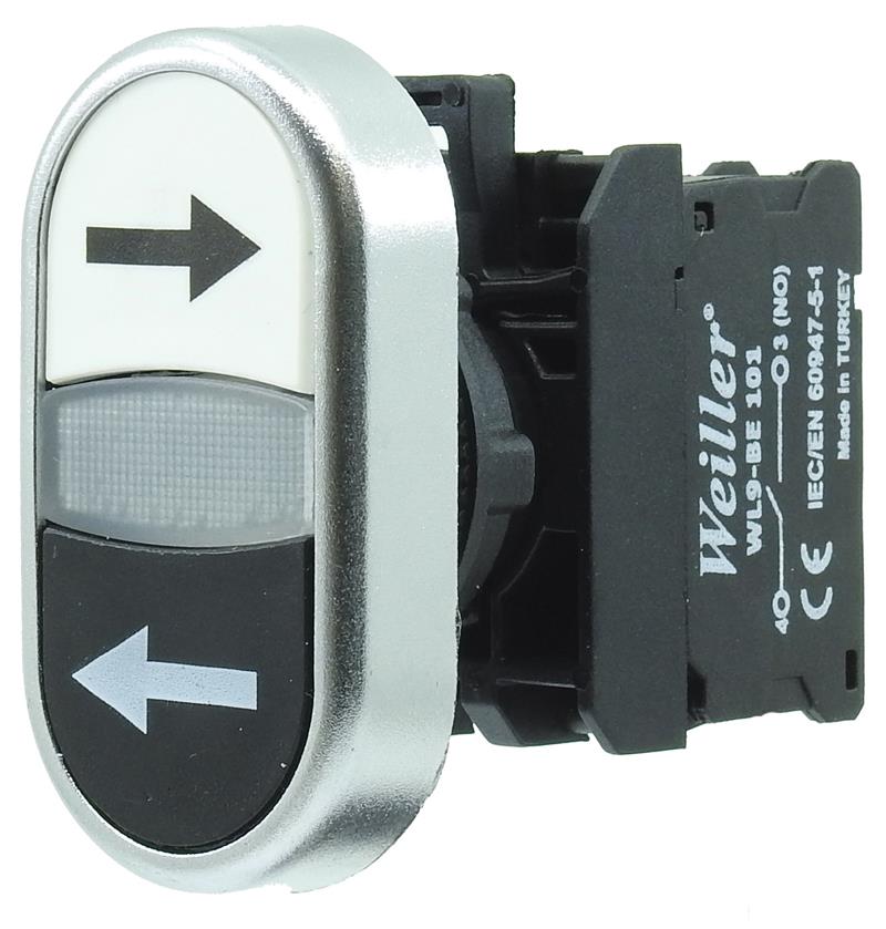Ø22mm Metal Kaplamalı Yukarı - Aşağı Oklu Ters Yönlü İkiz Buton