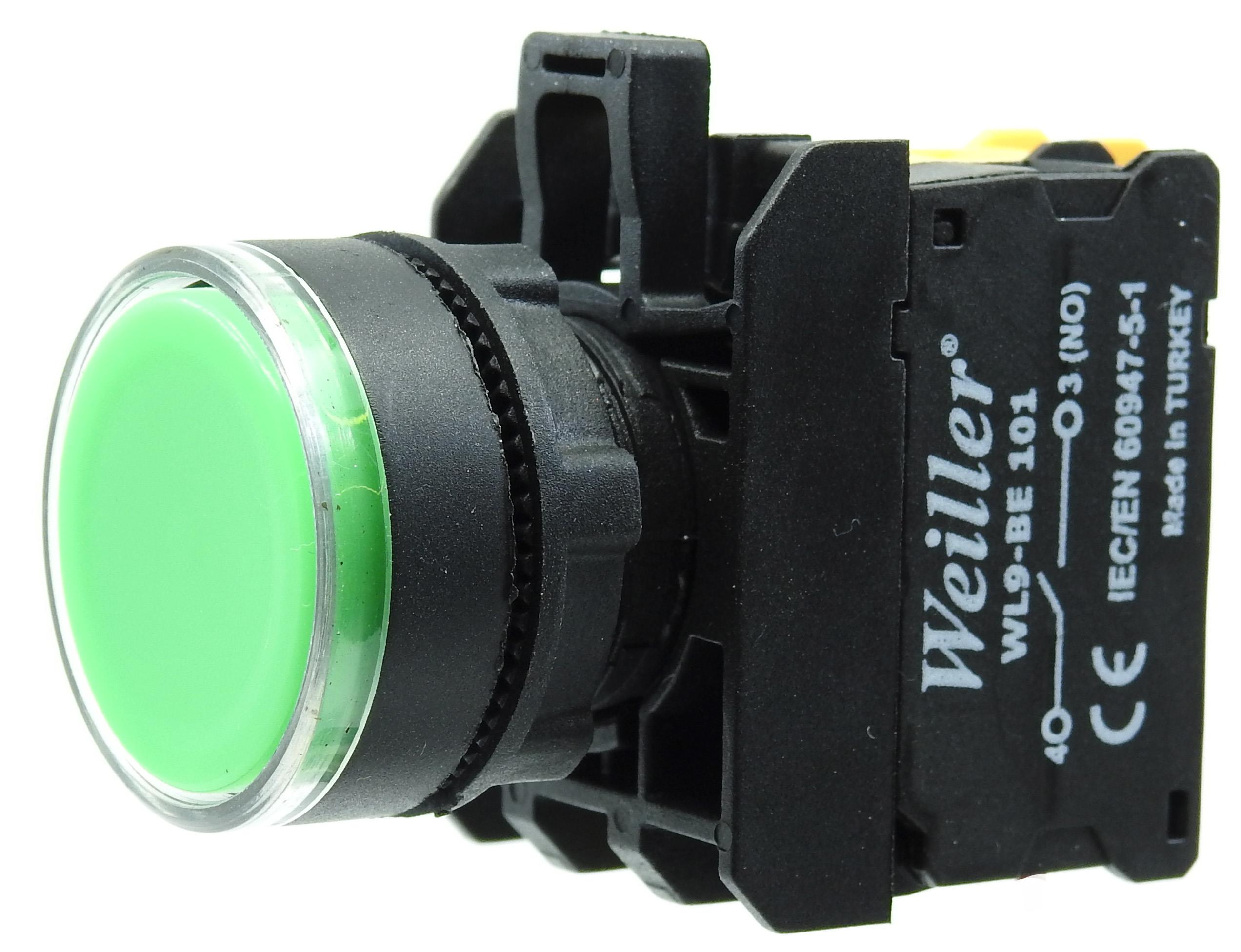 Ø22mm Plastik Ledli Yaylı Start Buton 240VAC