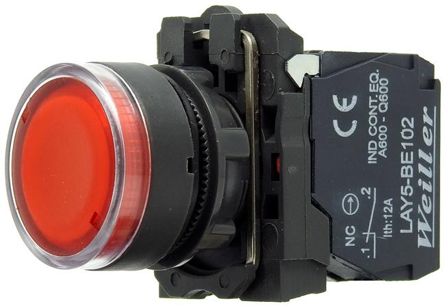 Ø22mm Plastik Ledli Yaylı Stop Buton 110-240VAC