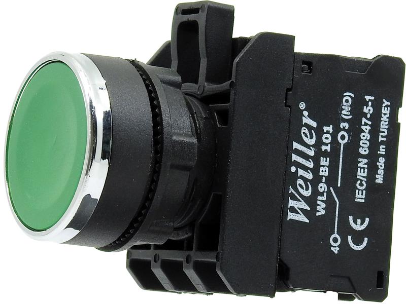 Ø22mm Plastik Metal Kaplamalı Ledli Yaylı Start Buton 24VAC-DC