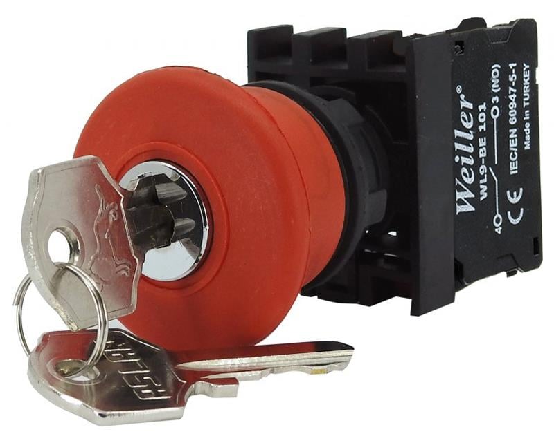 Ø40mm Plastik Kafa Anahtarlı Mantar Acil Stop Buton