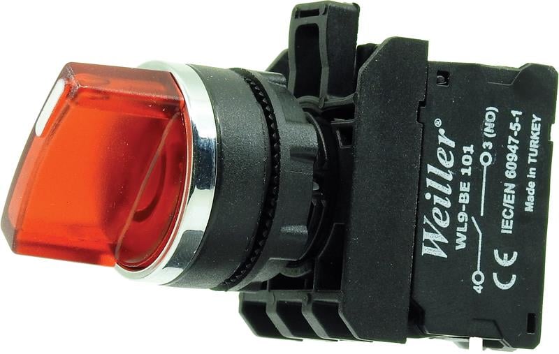 1-0-2 Metal Kaplamalı Ledli Kalıcı Mandal Buton 10-30VAC-DC
