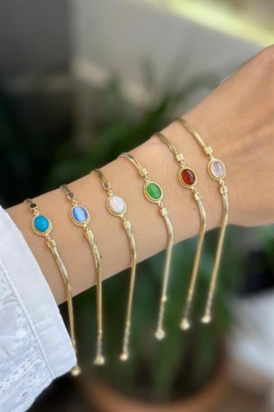 Opal Taşlı İtalyan Zincir Bileklik
