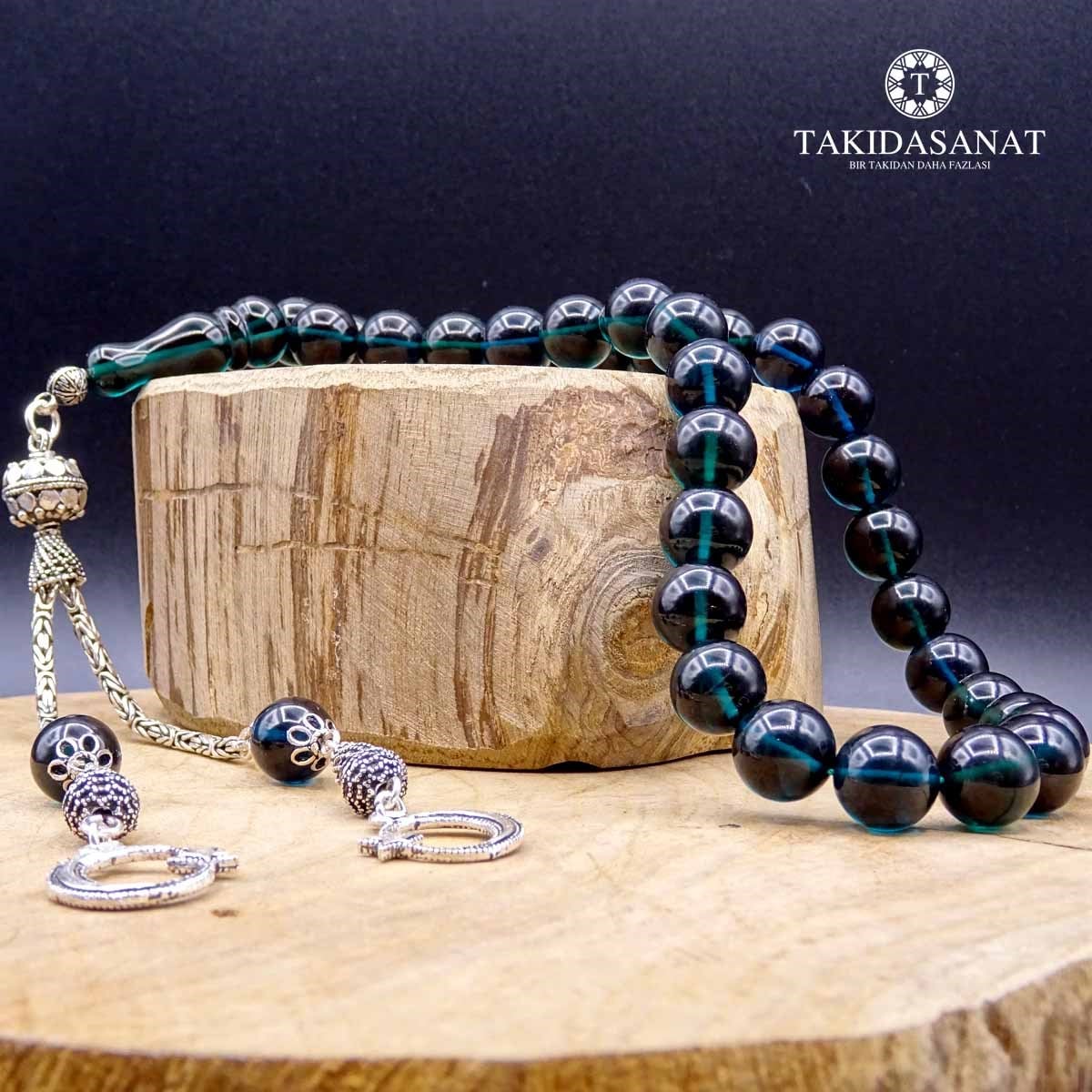 12 mm Gümüş Püsküllü Kehribar Tesbih