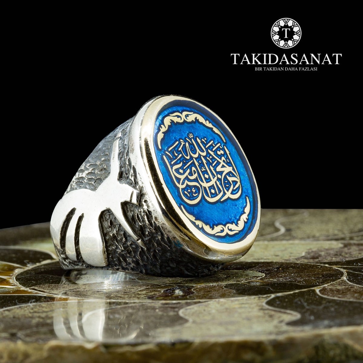 Üzülme Allah Mutlaka Bizimle Beraberdir Hat Yazılı Gümüş Yüzük