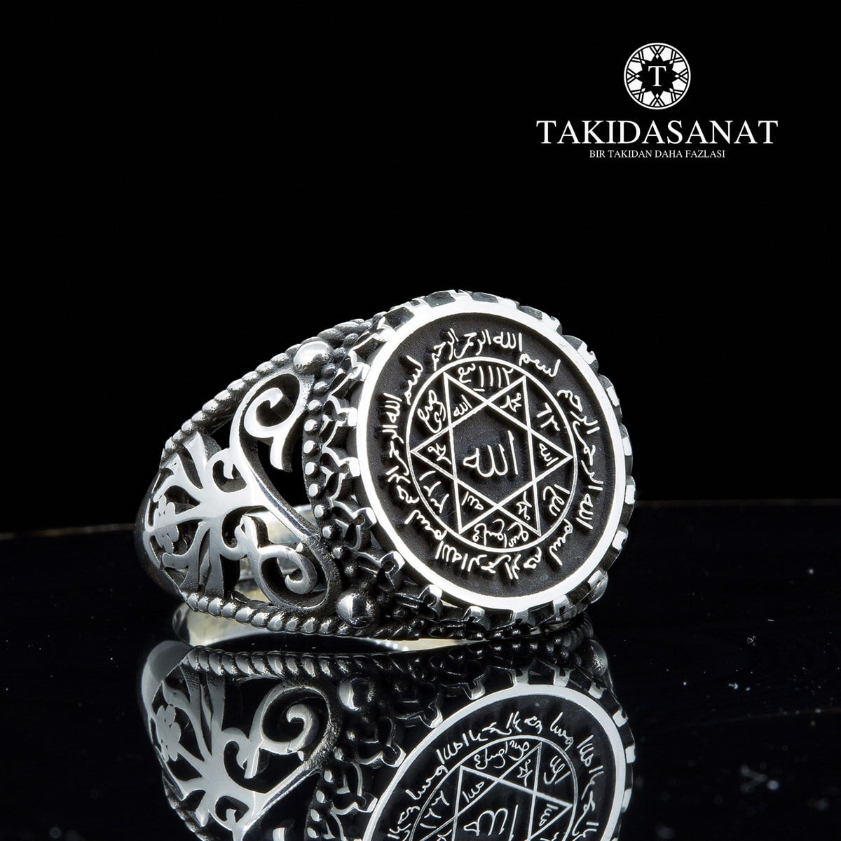 Özel Bir Süleyman Mührü Çizimi Gümüş Yüzük