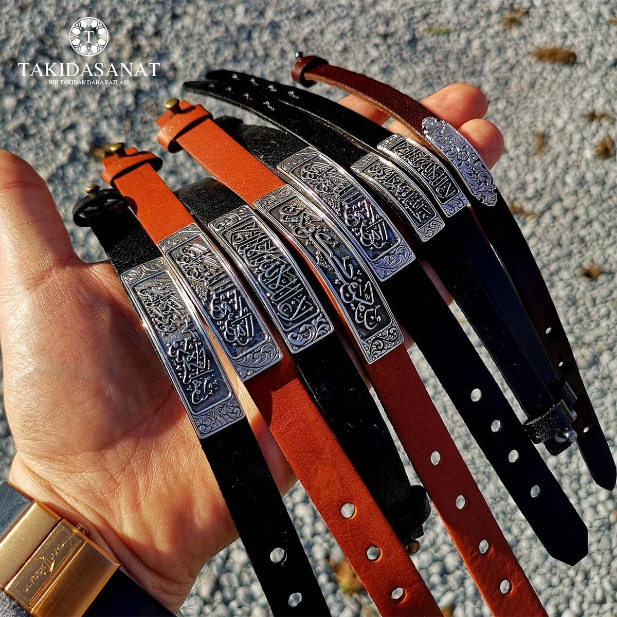 Deri Gümüş Dua Yazılı Bileklik