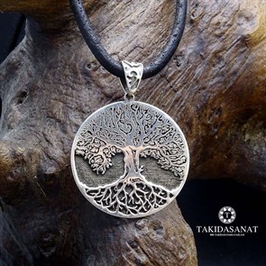 Hayat Ağacı Motifli Gümüş Madalyon