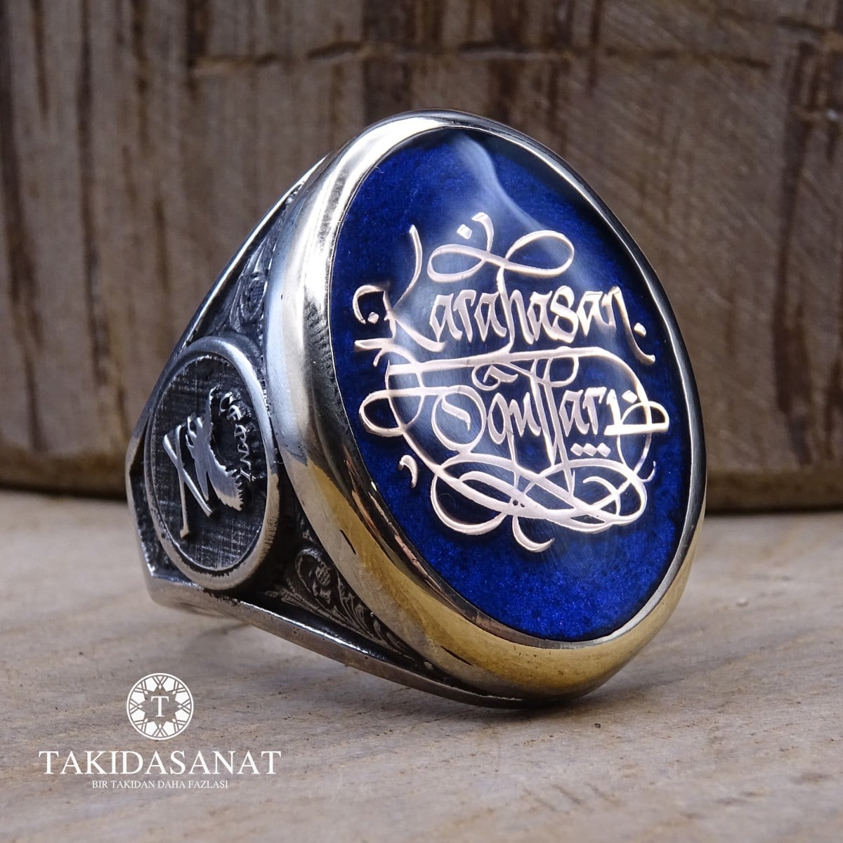 Türkçe Hat Yazılı Özel Gümüş Yüzük