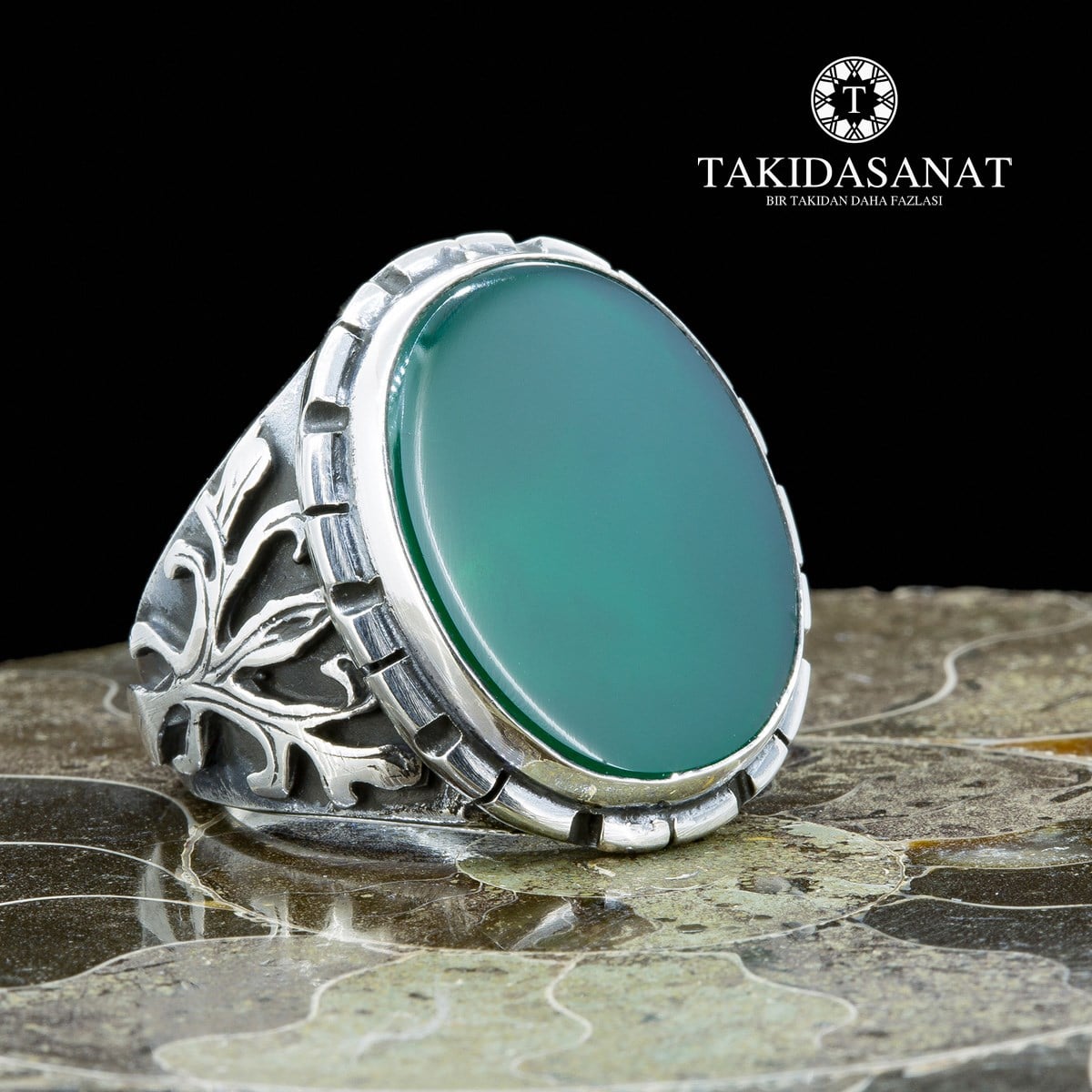 Akik Taşlı El Yapımı Gümüş Yüzük
