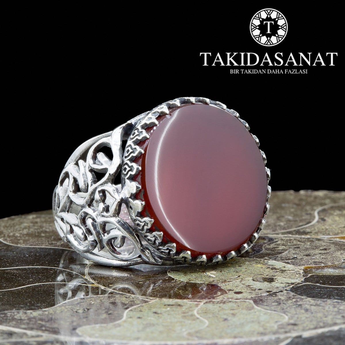 Akik Taşlı El Yapımı Gümüş Yüzük