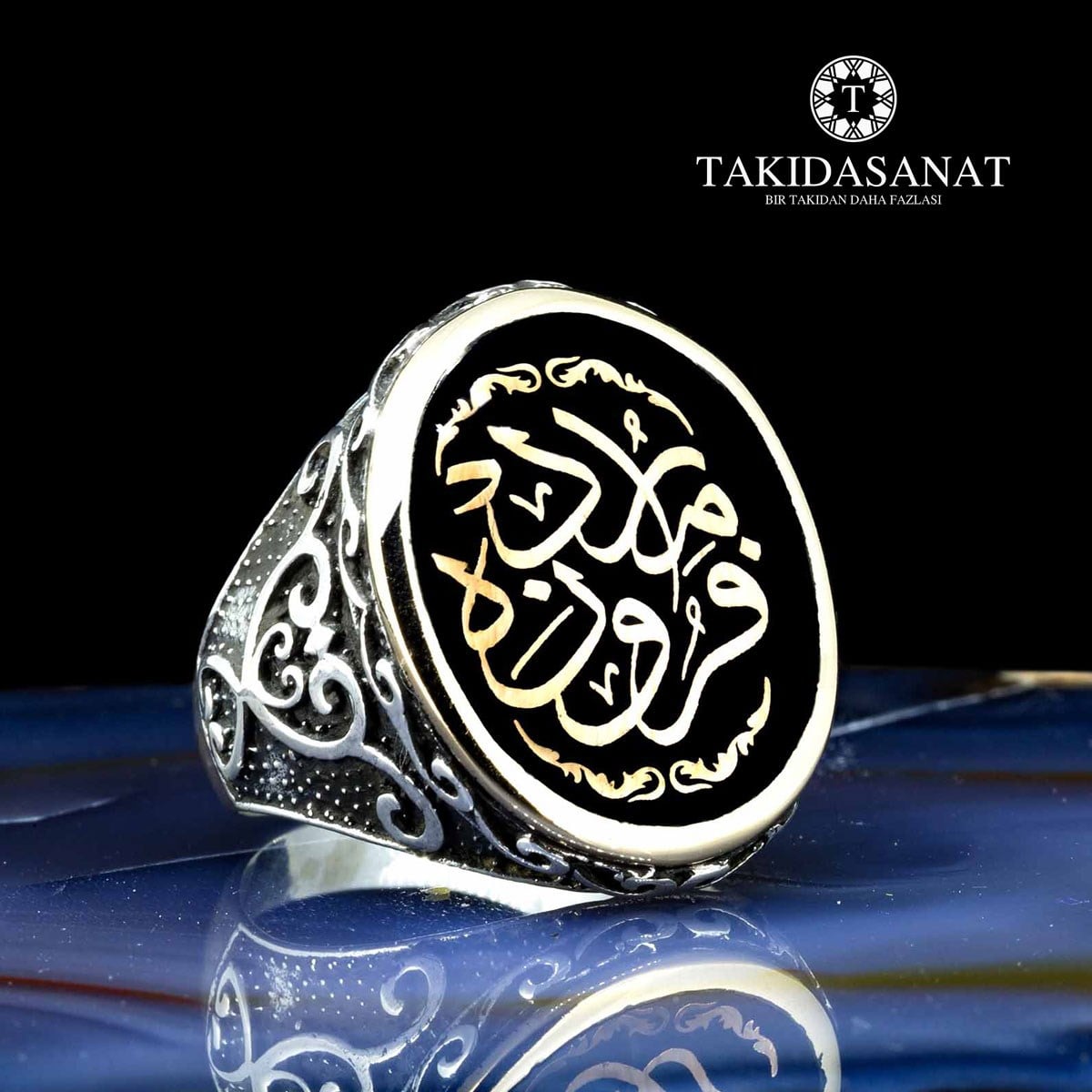 Firuze Murat Yazılı Özel Sipariş Oval Yüzük