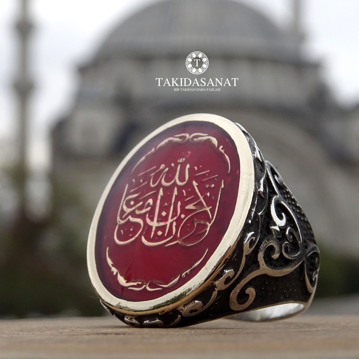 Üzülme Allah Bizimle Beraberdir Hat Yazılı Gümüş Yüzük