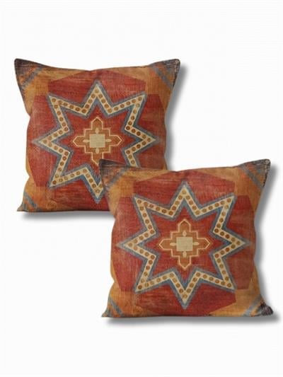 Baskılı 2'li Set Süet Kumaş Kırlent Kılıfı Yıldız