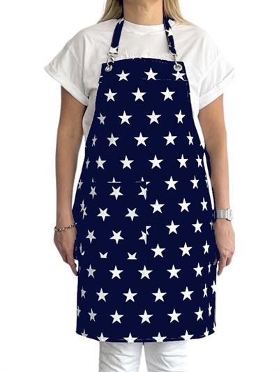 Cepli Su Geçirmez Mutfak Önlüğü Yıldızlı Mavi