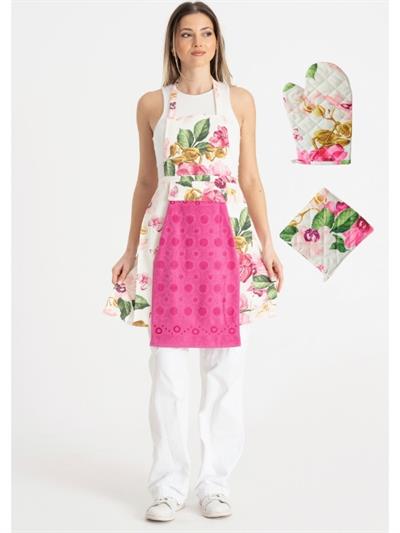 Havlulu Mutfak Önlüğü Fırın Eldiveni Ve Tutacak Fuşya