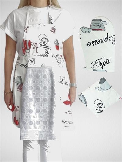 Havlulu Mutfak Önlüğü Fırın Eldiveni Ve Tutacak Coffee