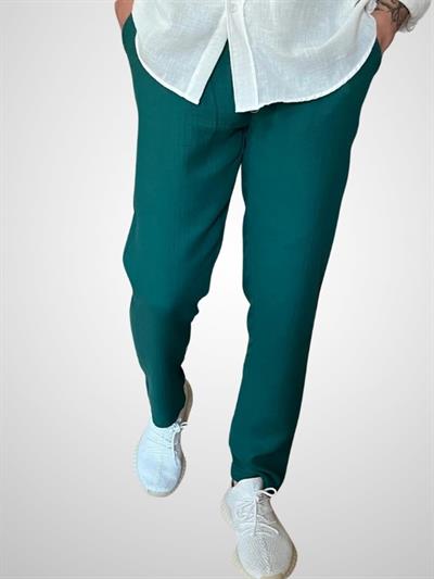 Müslin Kumaş Erkek Pantolon %100 Pamuk Zümrüt Yeşili