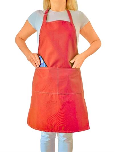 Mutfak Önlüğü Su Geçirmez Şef Önlüğü 2 Geniş Cepli Barista Önlüğü Kırmızı