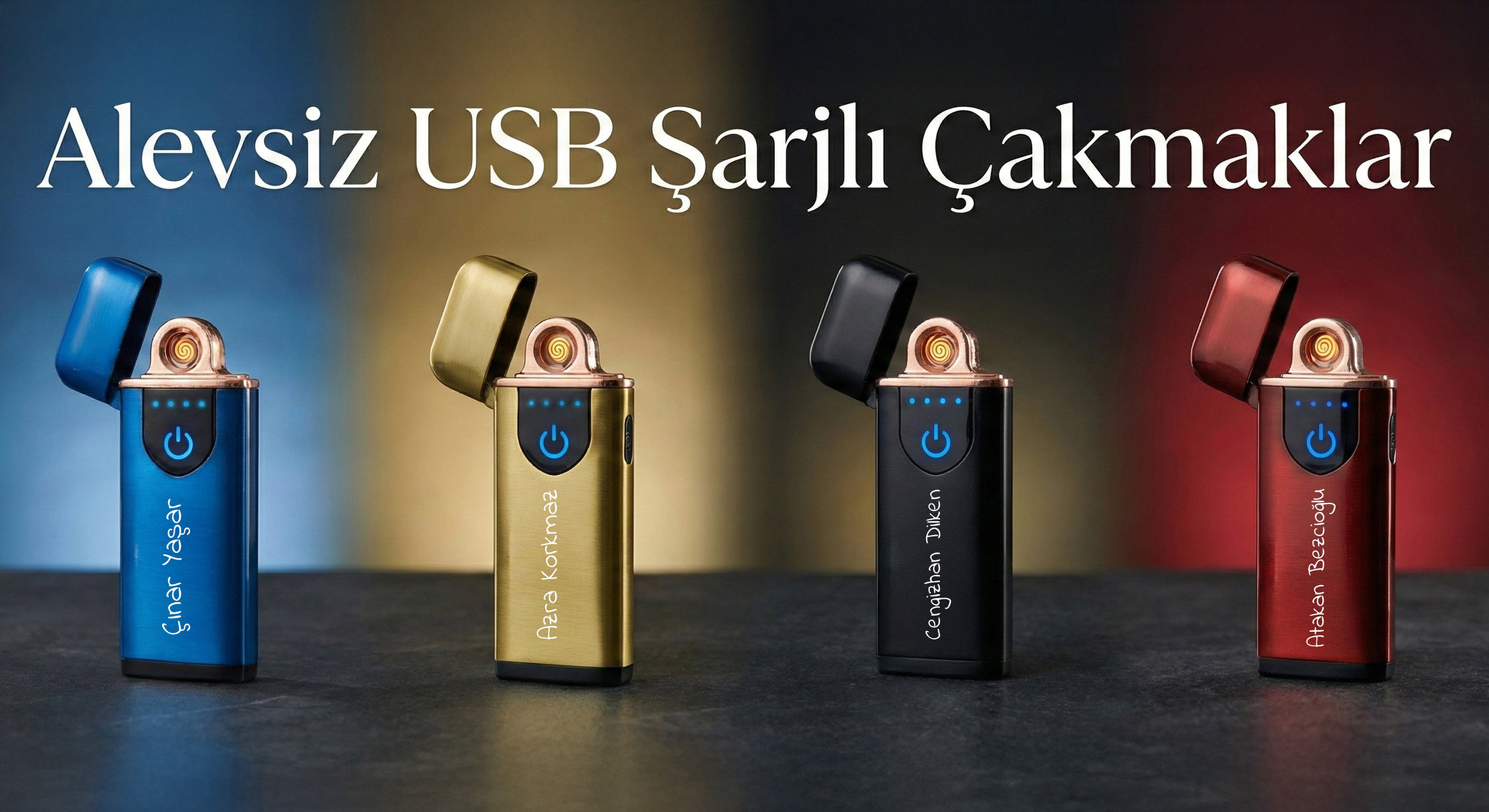 Kişiye Özel USB Şarjlı Elektronik Çakmak | Alevsiz & Dokunmatik