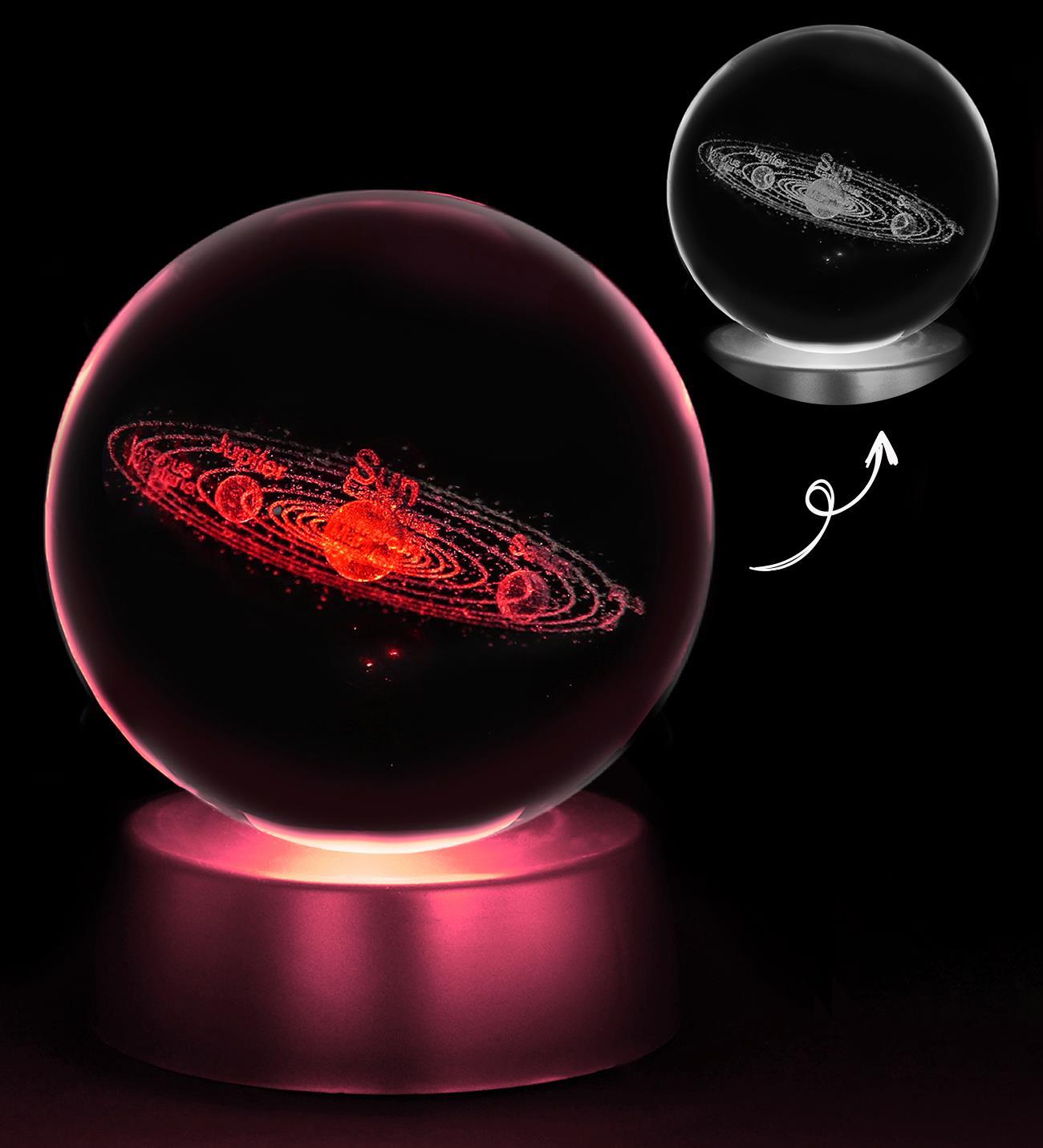 3D Samanyolu Galaksi Temalı Işıklı Cam Küre