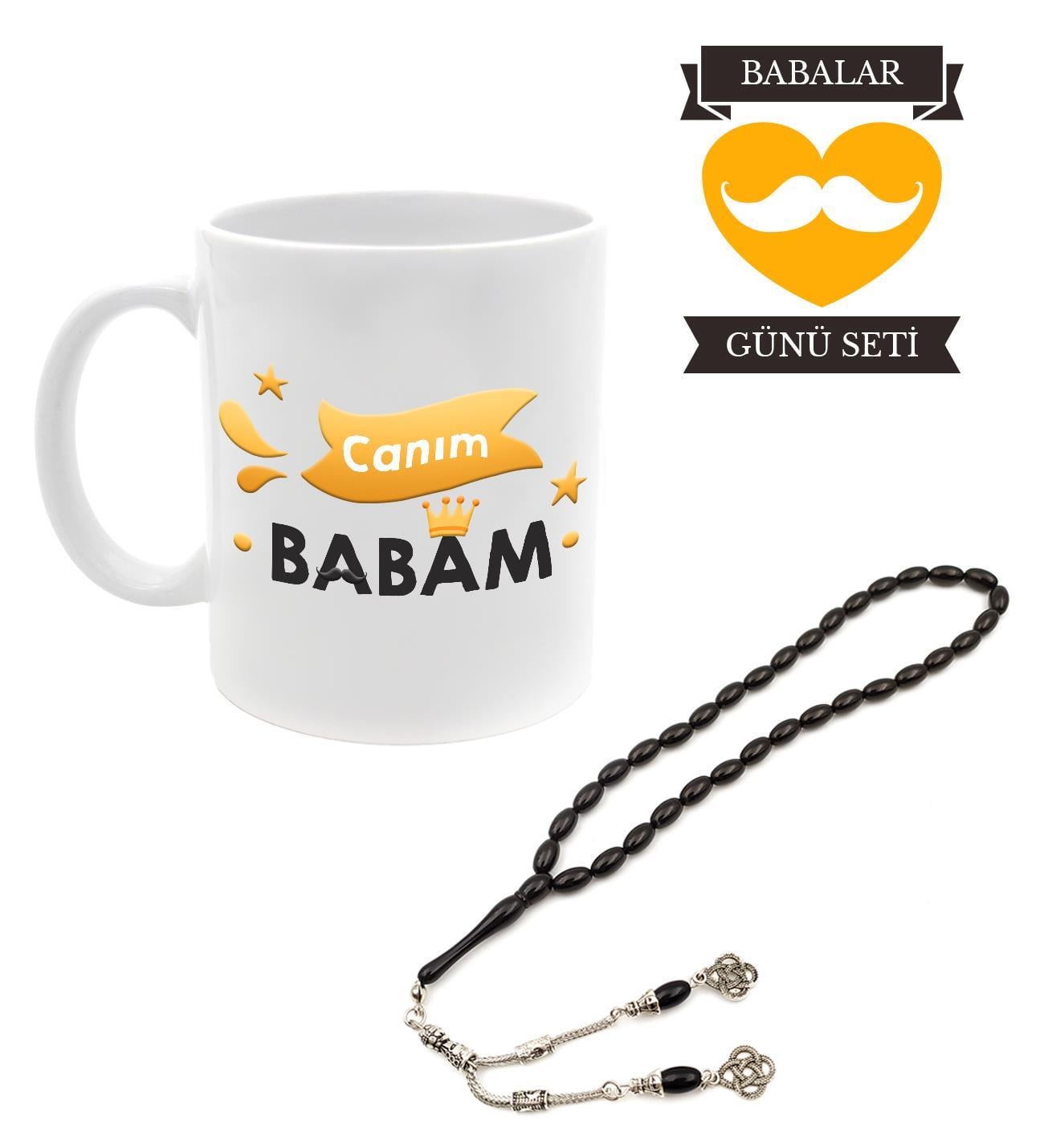 Canım Babam Baskılı Kupa & Arpa Kesim Tesbih Hediye Seti