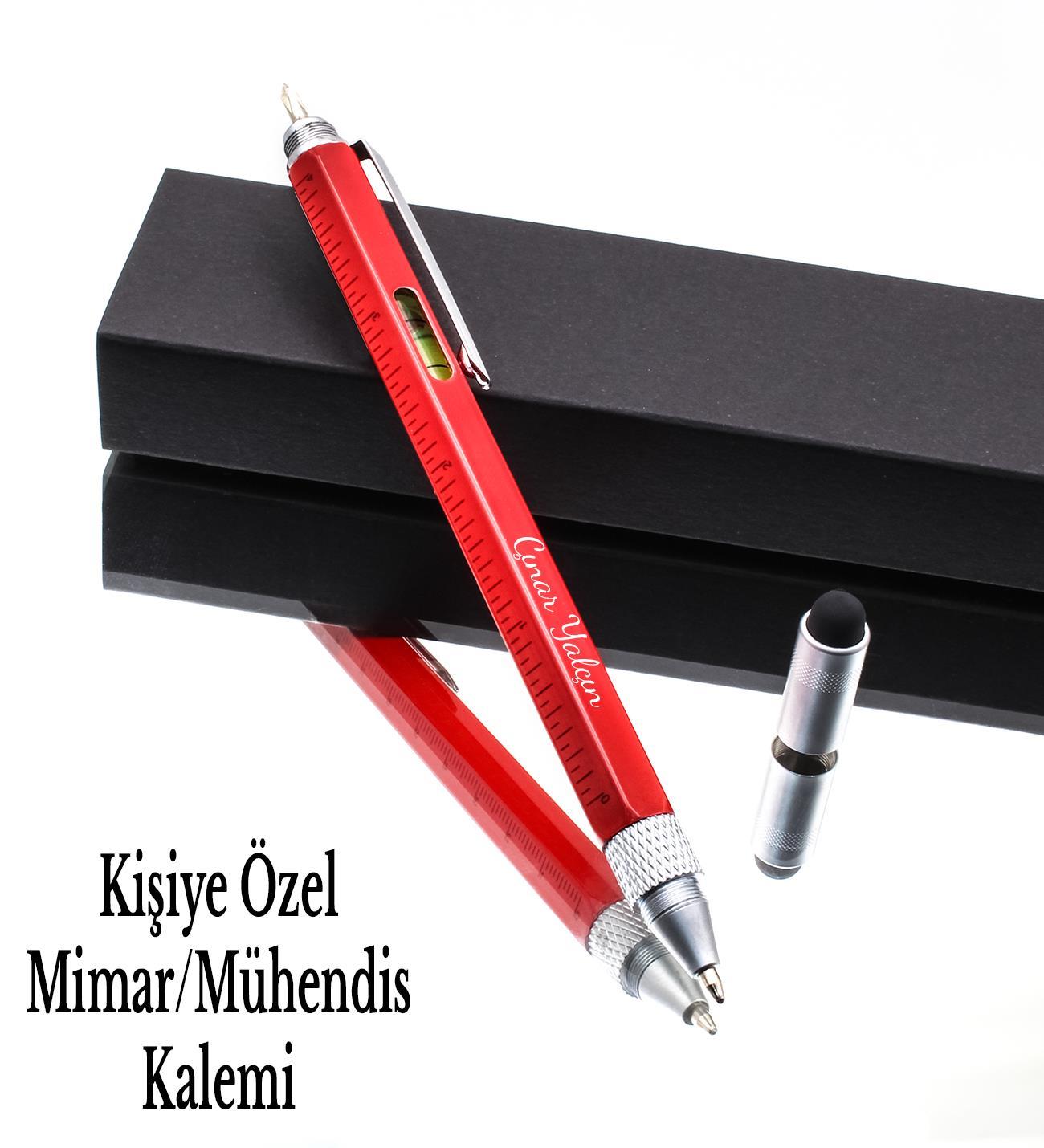 Kişiye Özel Çok Fonksiyonlu Dokunmatik Kırmızı Mimar Kalemi