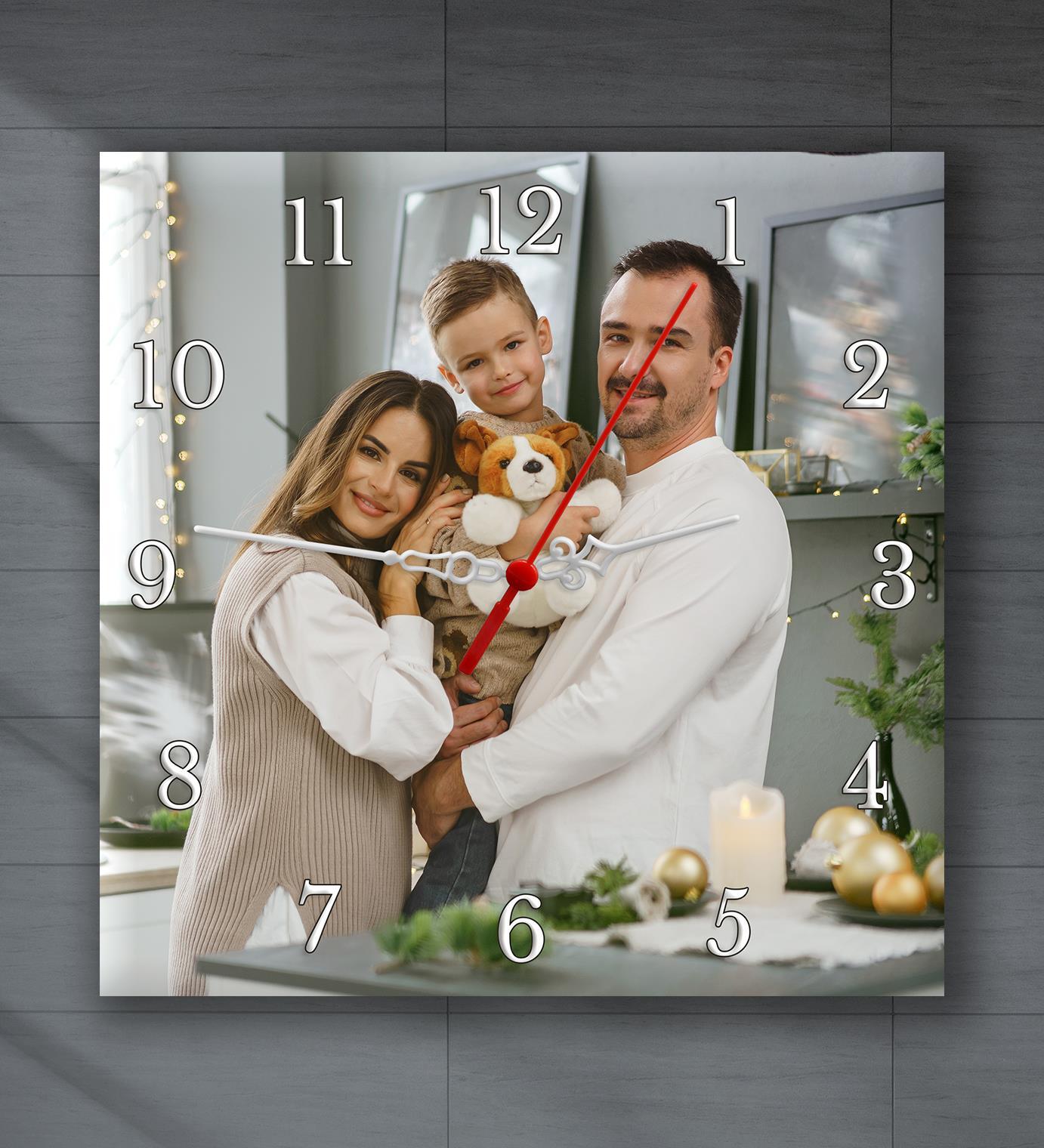 Kişiye Özel Fotoğraf Baskılı Kare Duvar Saati 20cm