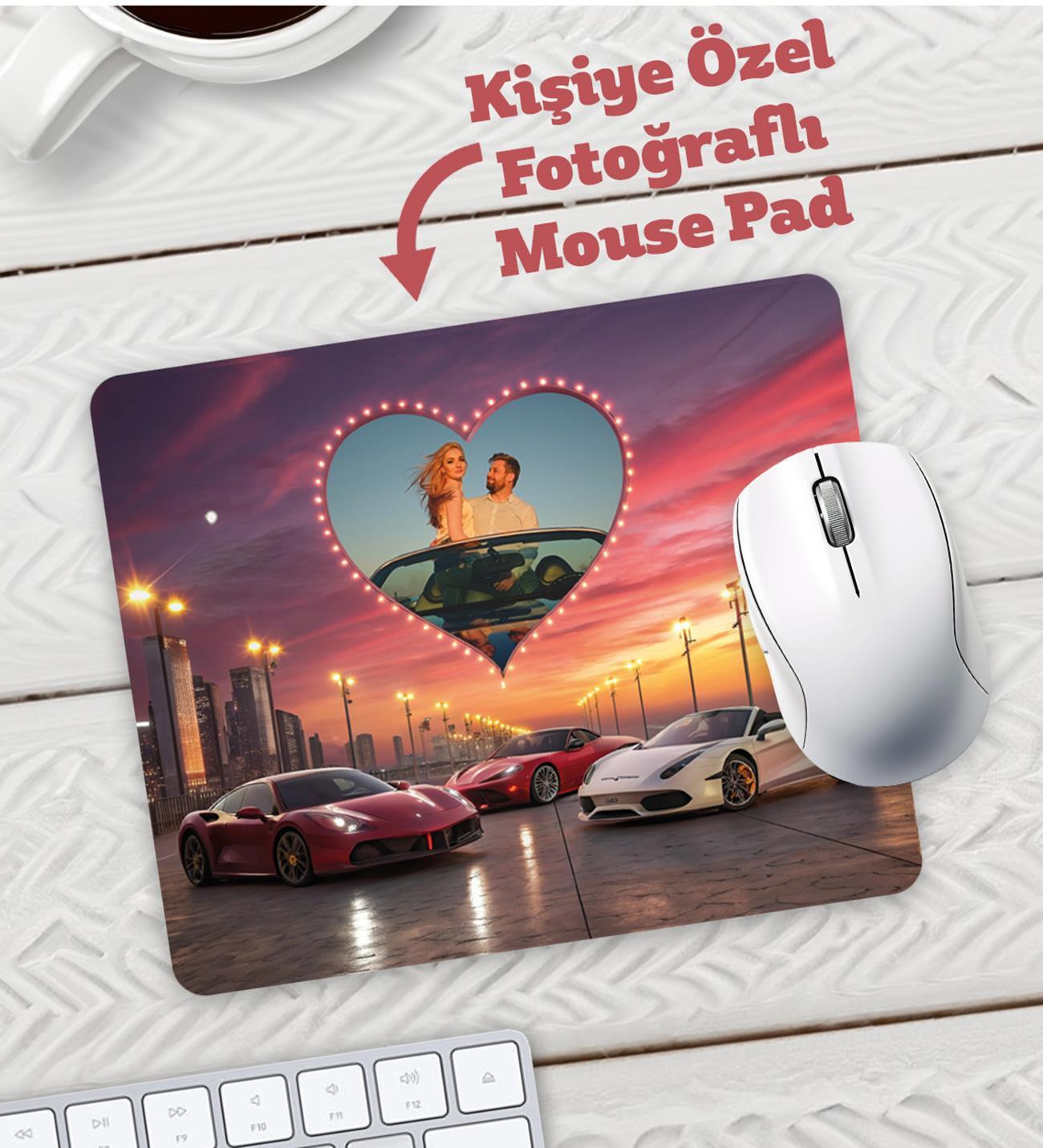 Kişiye Özel Fotoğraflı Lüks Araba Tasarım Mouse Pad 23x19cm - Arabacı Sevgiliye Hediye