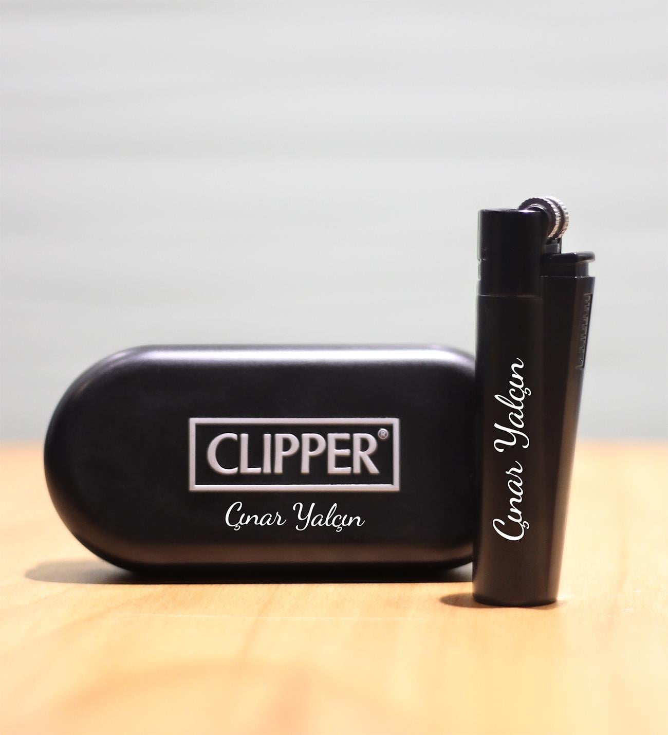 Kişiye Özel Metal Kutulu Siyah Clipper Çakmak