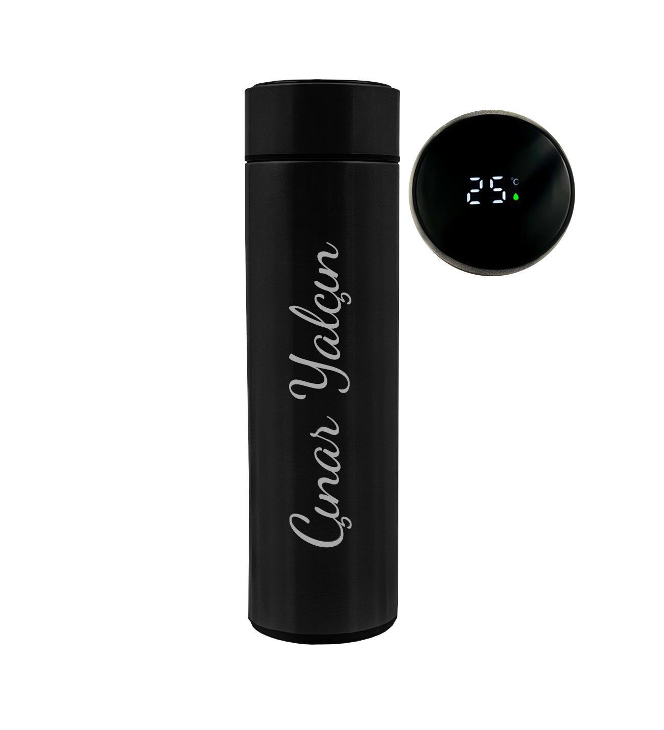 Kişiye Özel Siyah Dereceli Çelik Termos