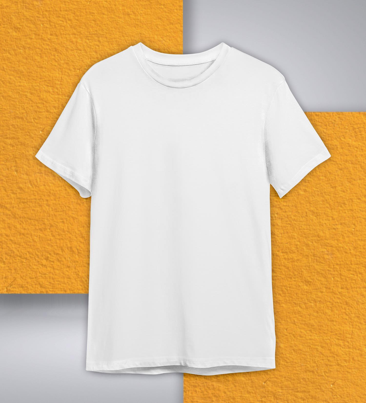 Pamuklu Beyaz Renk Bisiklet Yaka Unisex Tişört 