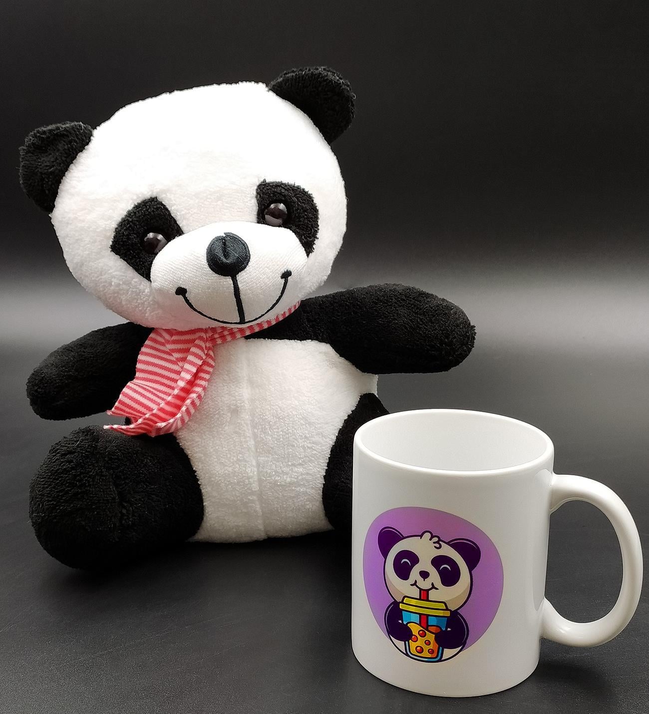 Tatlı Peluş Panda & Panda Tasarım Kupa Hediye Seti