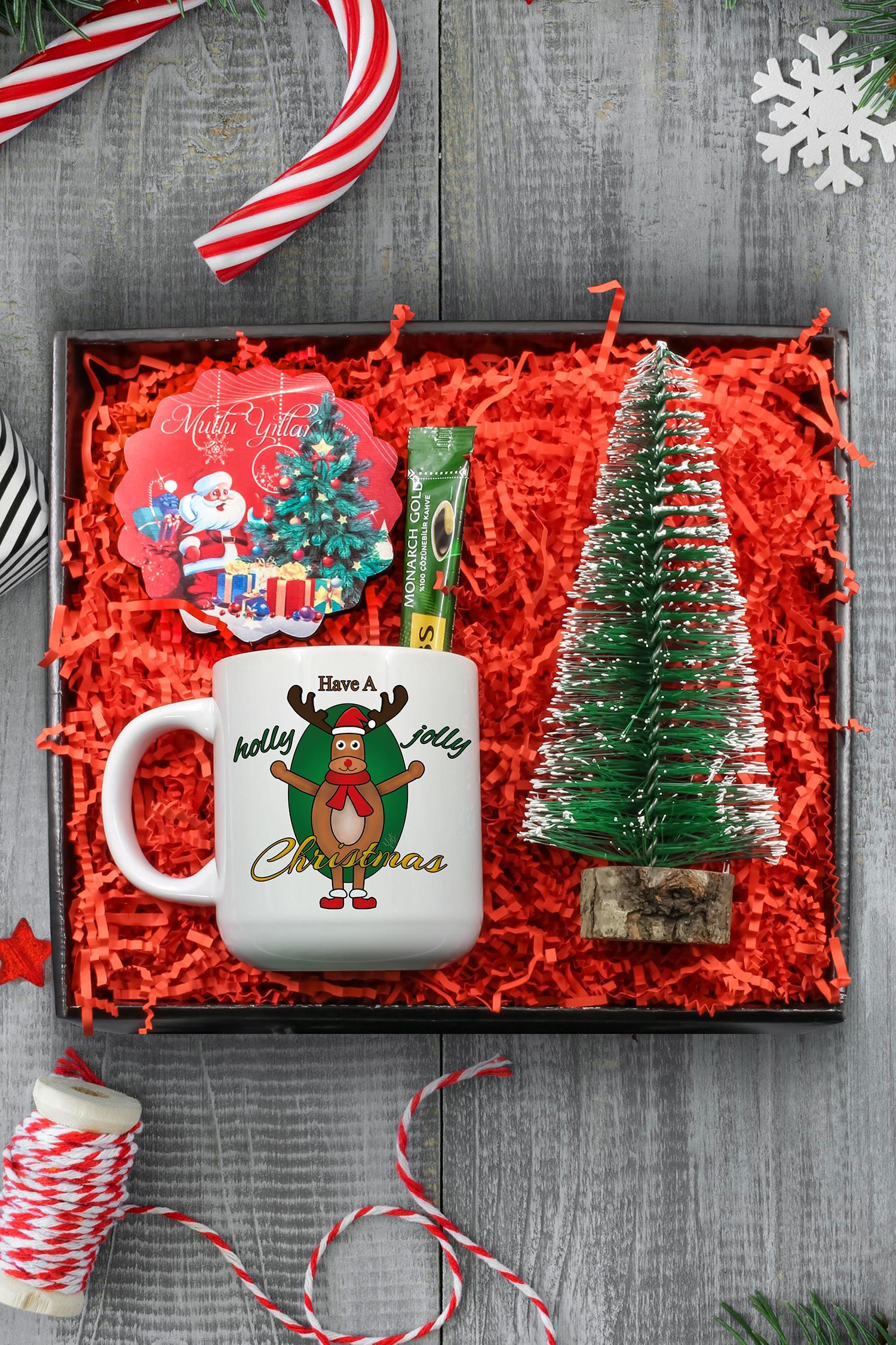 Yılbaşına Özel Hediye Seti ( Bella Kupa & Yılbaşı Ağacı & Altlık & Kahve)