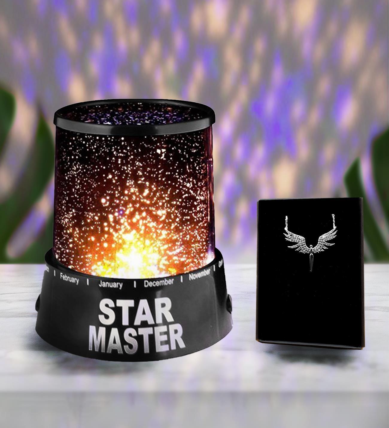 Yıldız Yansımalı Star Master Gece Lambası & Mikail Meleği Kolye Hediye Seti
