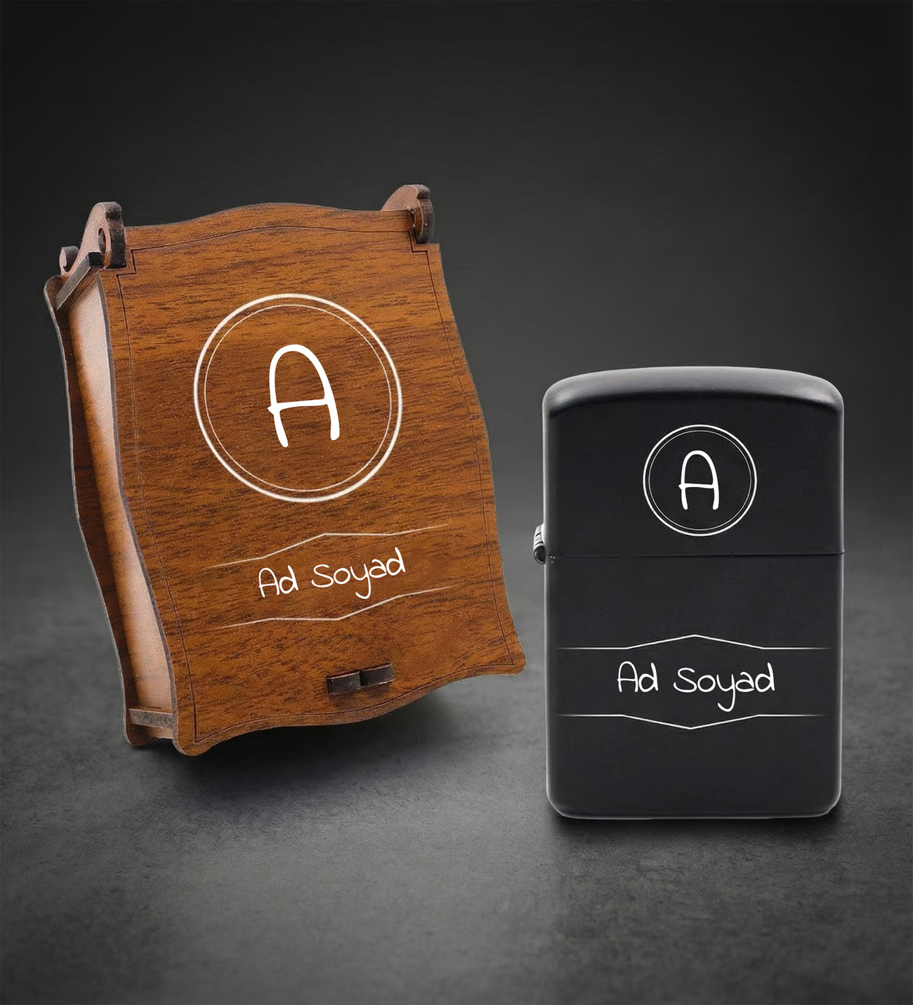 Kişiye Özel Baskılı Ahşap Kutulu Benzinli Metal Çakmak - Erkeğe Hediye, Sevgiliye Hediye, Babaya Hediye