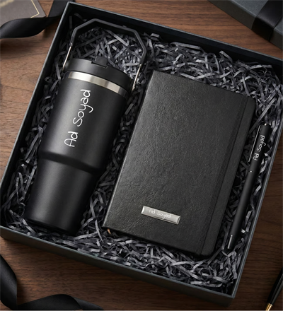 Kişiye Özel 900mL. Siyah Pipetli Büyük Termos Bardak & İsme Özel Siyah Defter & Kişiselleştirilebilir Siyah Roller Kalem Hediye Seti