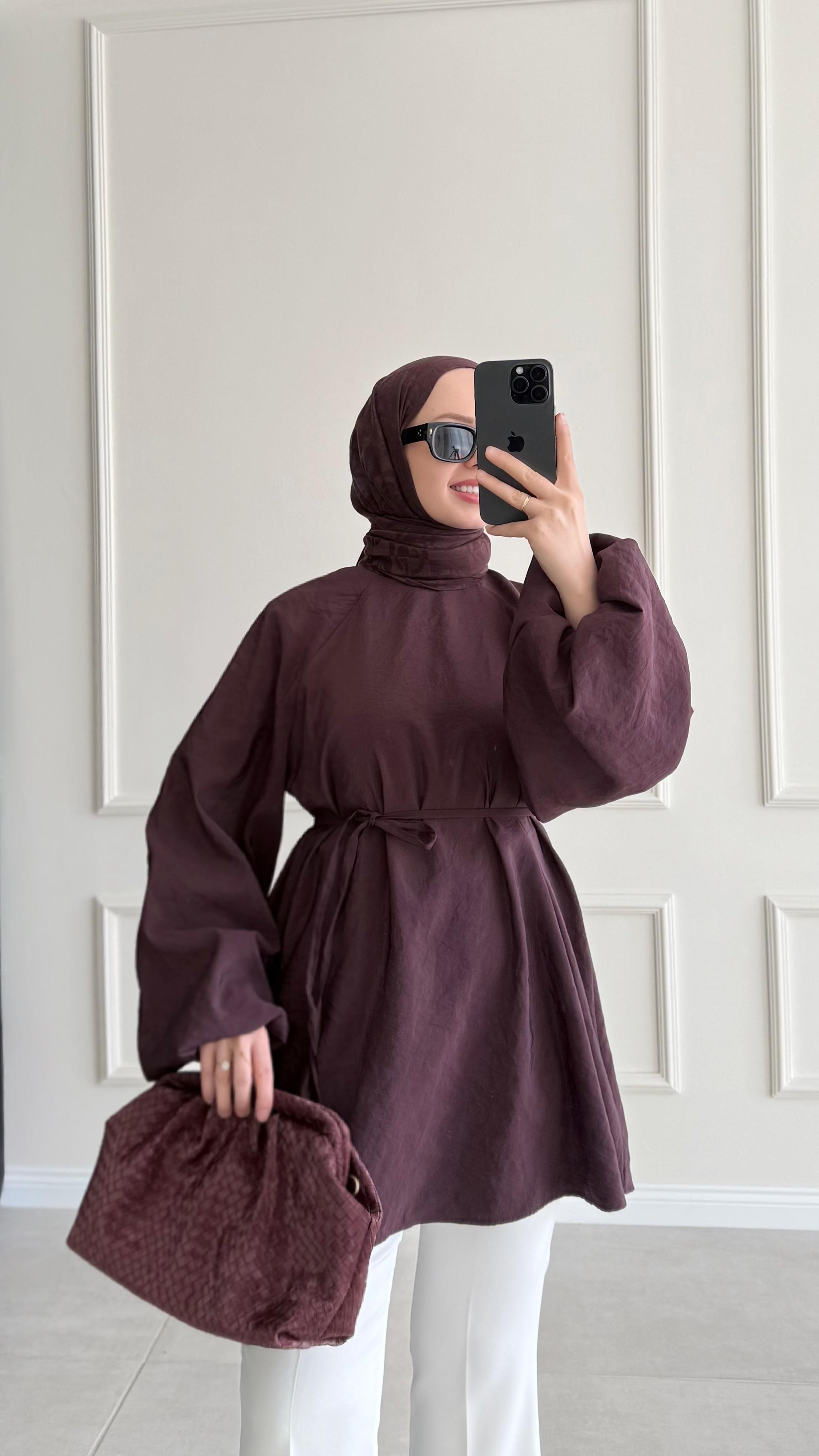 Aarly Balon Kol Mürdüm Tunik