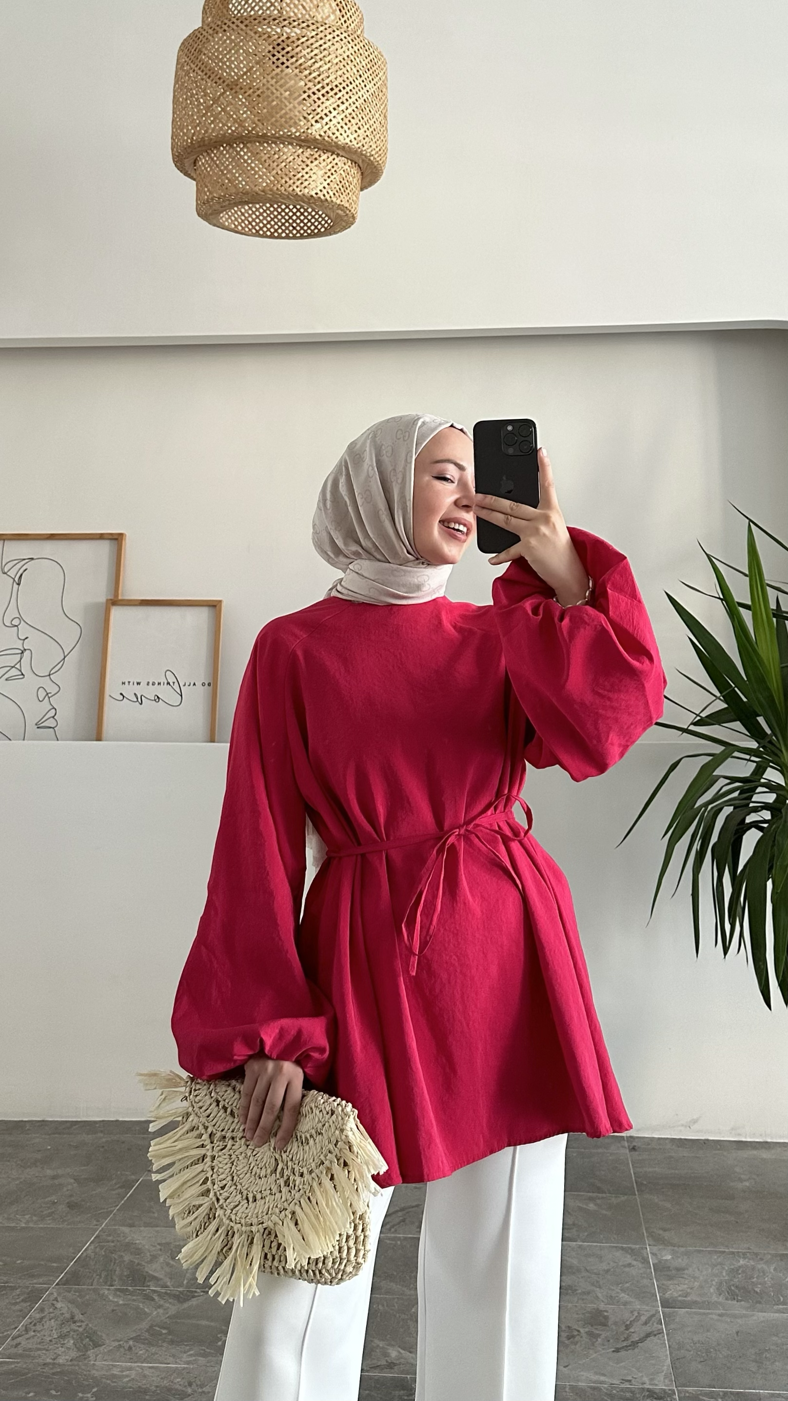 Aarly Balon Kol Nar Çiçeği Tunik