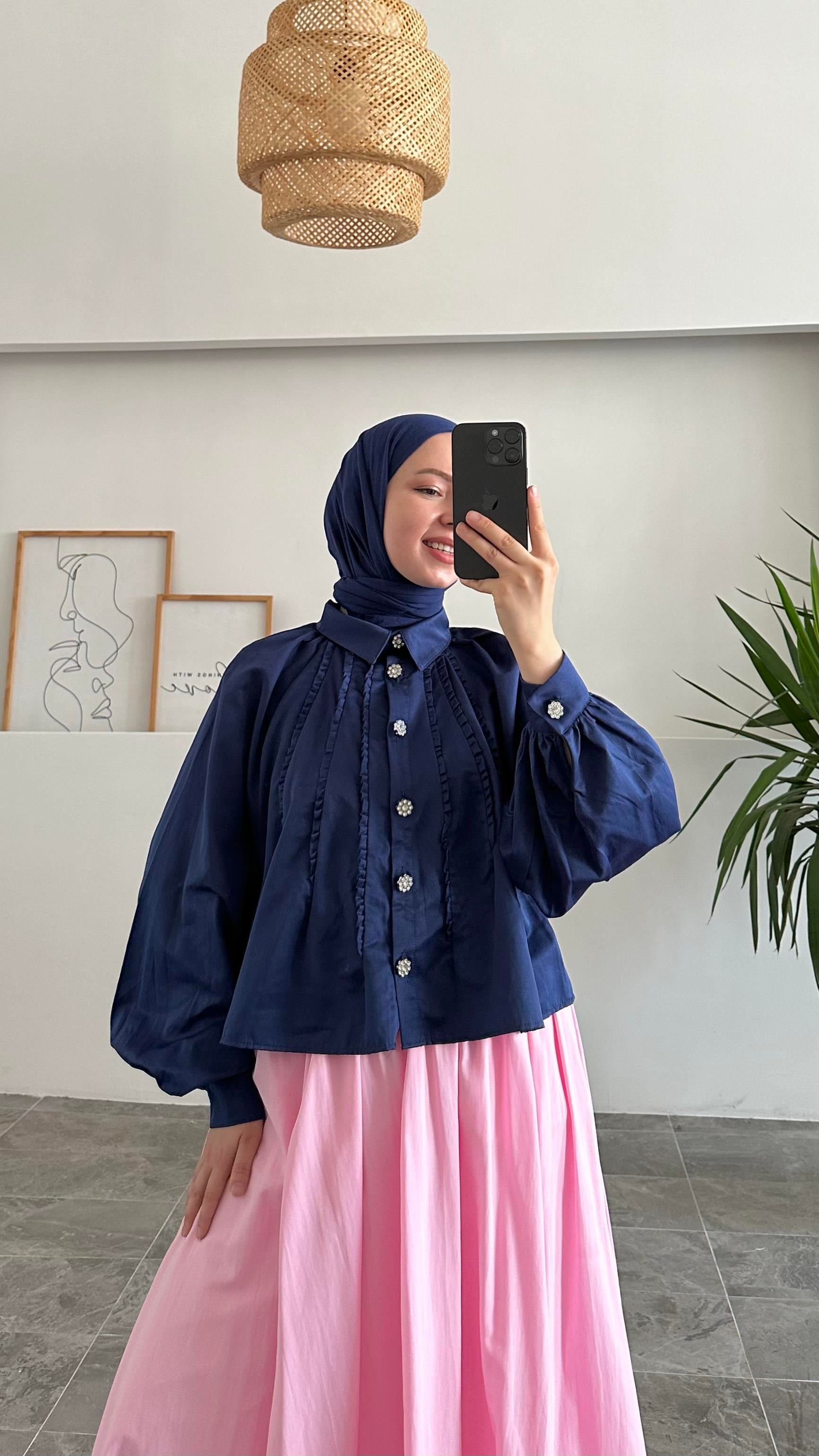 Abaa Premium Taş Düğmeli Lila Gömlek