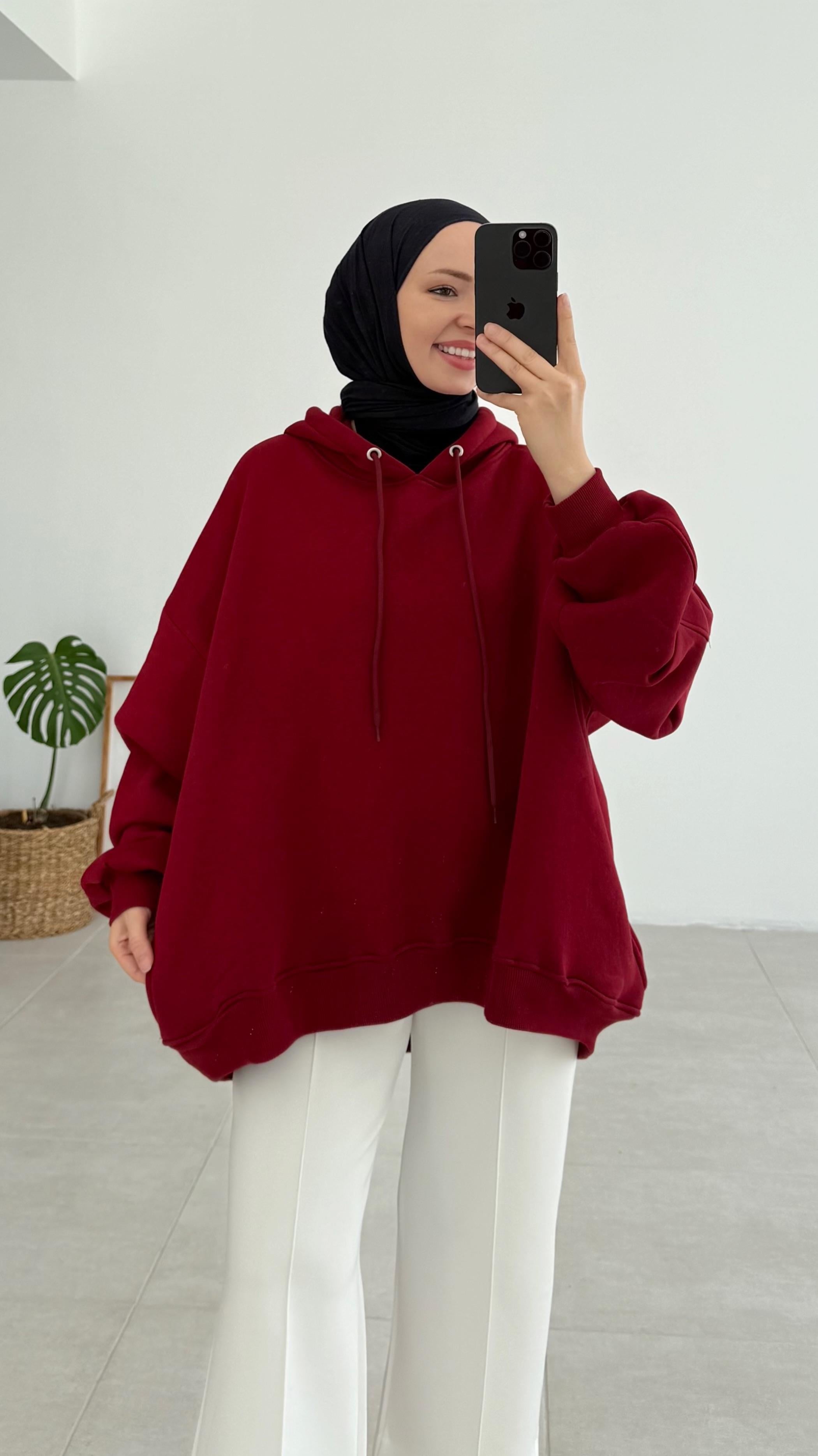 Alvia Kapşonlu Kırmızı Sweatshirt