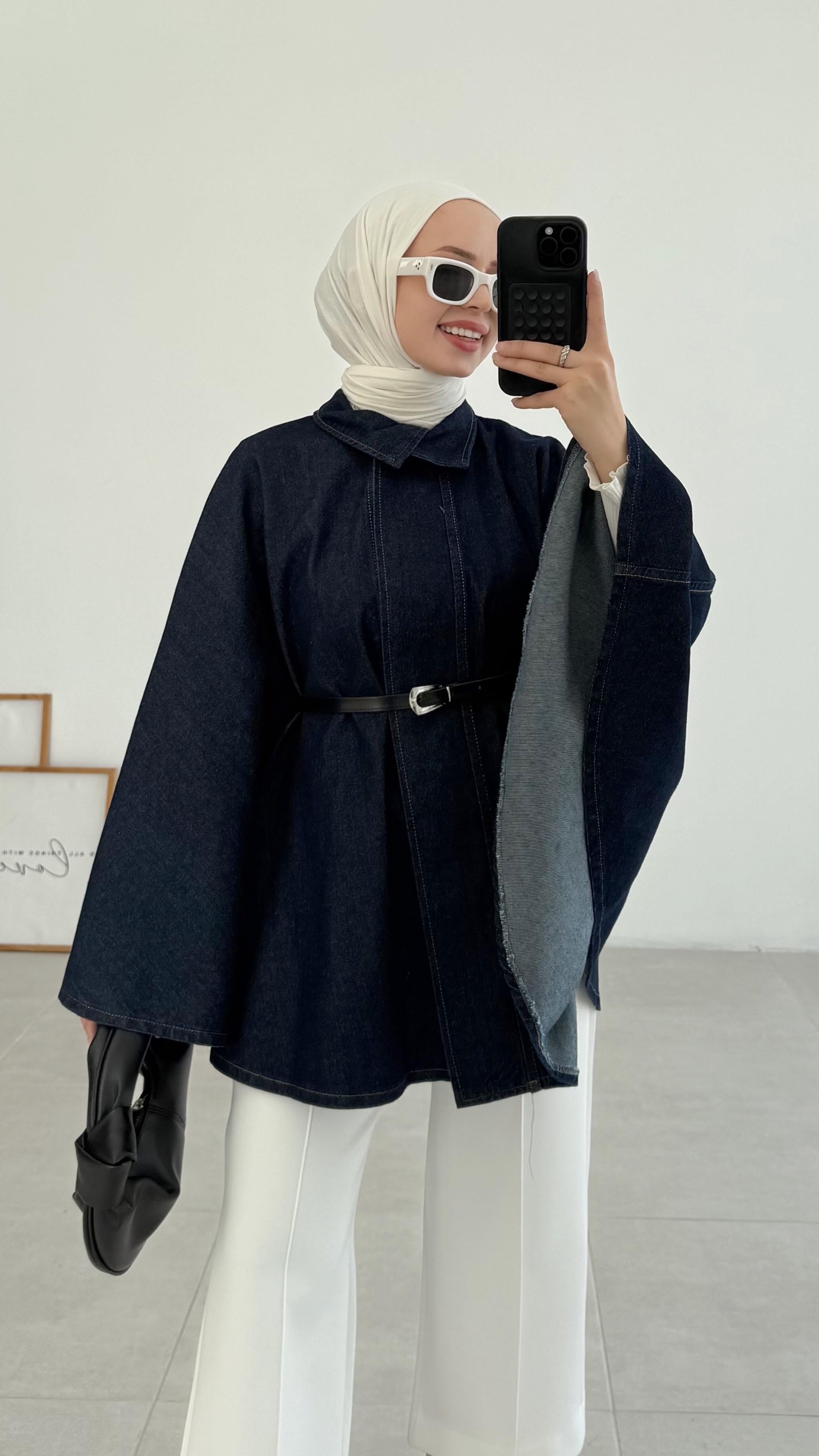 Analya Pelerin Lacivert Kot Panço