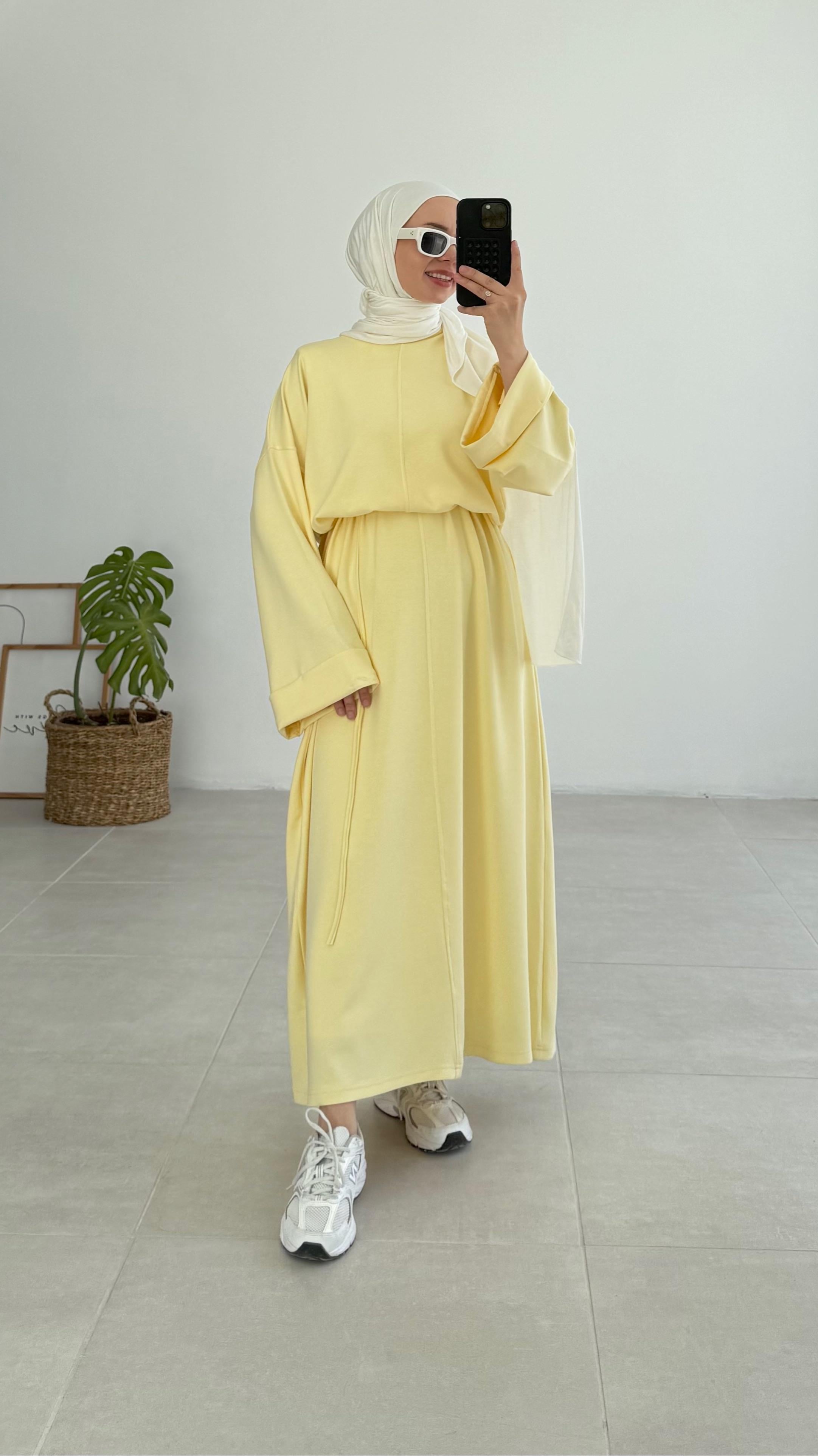 Anoti Çima Dikişli Sarı Elbise